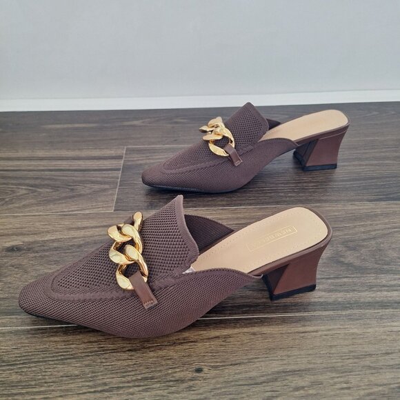 NWOT New Bella Brown Mules Size 8 Preppy Fall Chic - Picture 7 of 7